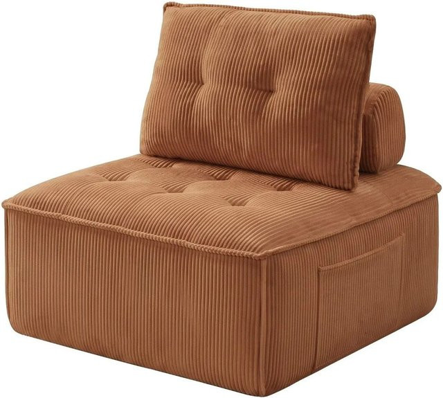 GLP Sofamodul aus Cordstoff in Karamellbraun, B/T/H: 84 x 84 x 42 cm - Bild 1