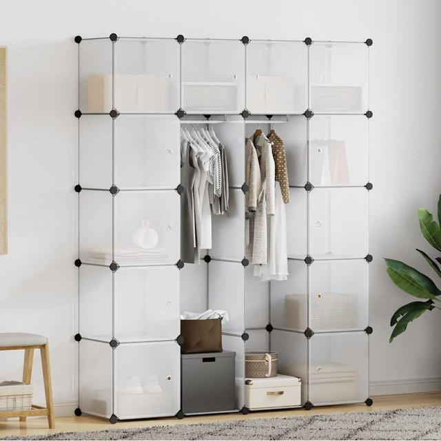 vidaXL Modularer Schrank mit 14 Fächern in Weiß, modern und matt, B/T/H: 146 x 37 x 180,5 cm - Bild 1