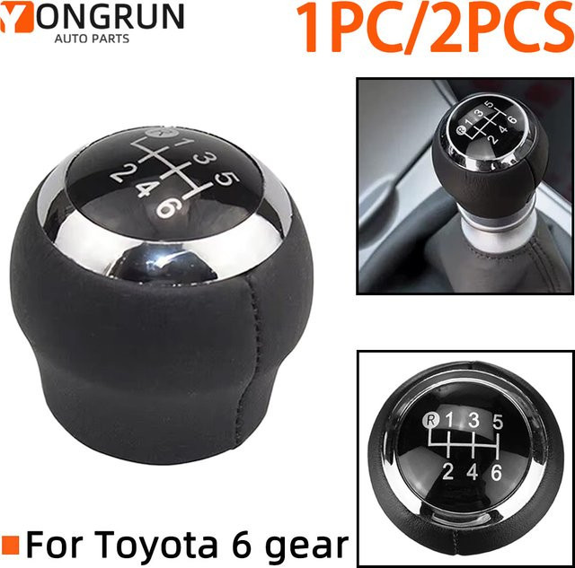 YONGRUN Schalthebelkopf für Toyota Corolla Verso Auris Yaris Rav4 2007-2013, 6-Gang Getriebe, Schwarz - Bild 1