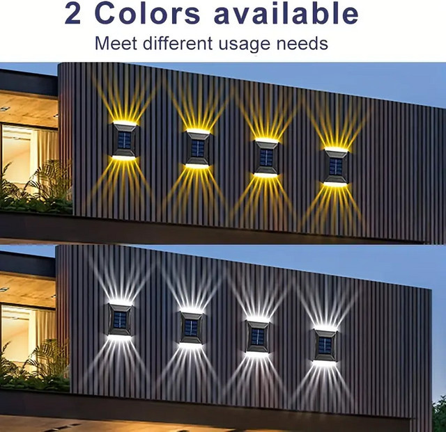 Leclstar Solar Wandleuchten Set mit Up-and-Down LED Beleuchtung in Cool White für Garten Terrasse und Stufen - Bild 1