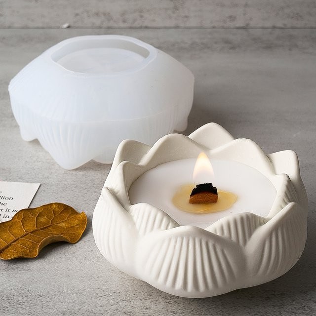 UDOCOOL Silikonform für Lotus-Kerzenhalter, Tassen und Sukkulententöpfe in Weiß - Bild 1