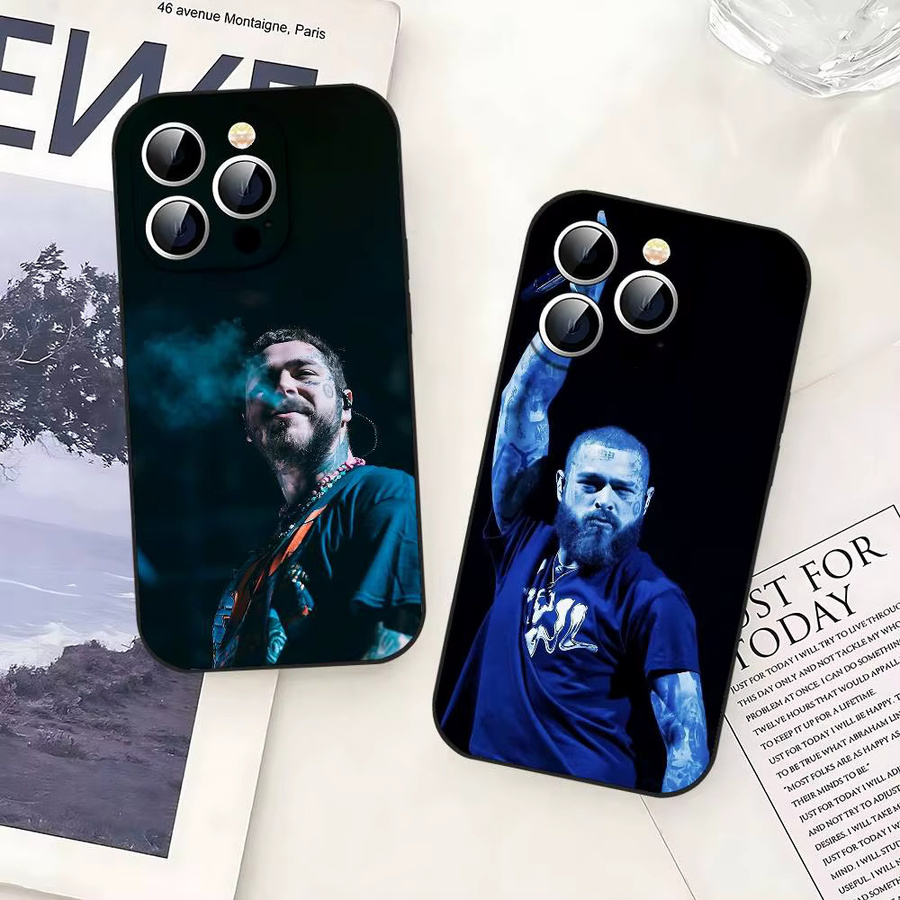 Singer P-Post M-Malone Slim Handyhülle in Schwarz für iPhone 17, 16, 15, 14, 13, 11, X, XR, XS Max, Pro Max, Plus und 13 Mini - Bild 4