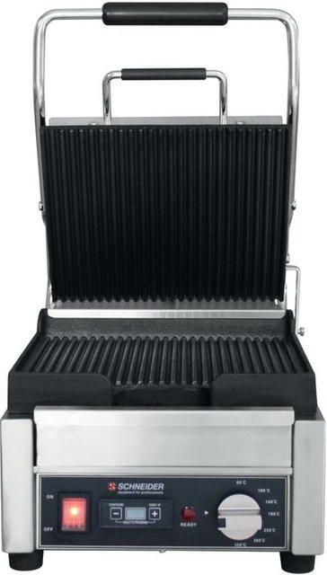 Schneider Kontaktgrill aus Edelstahl in Silber mit Timer und Überhitzungsschutz, Breite: 29 cm, Höhe: 24,5 cm - Bild 1