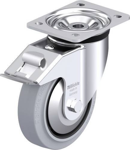 Blickle Stahlblech-Lenkrolle LK-POEV 160XKA-FI-SG-FA in Grau und Schwarz mit 160 mm Rad-Durchmesser und einer Tragfähigkeit von 400 kg - Bild 1