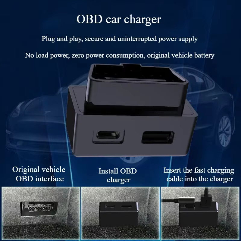 WayModGarge Auto-OBD-Ladegerät mit USB-C für Limousinen, SUVs und LKWs in Schwarz - Bild 3