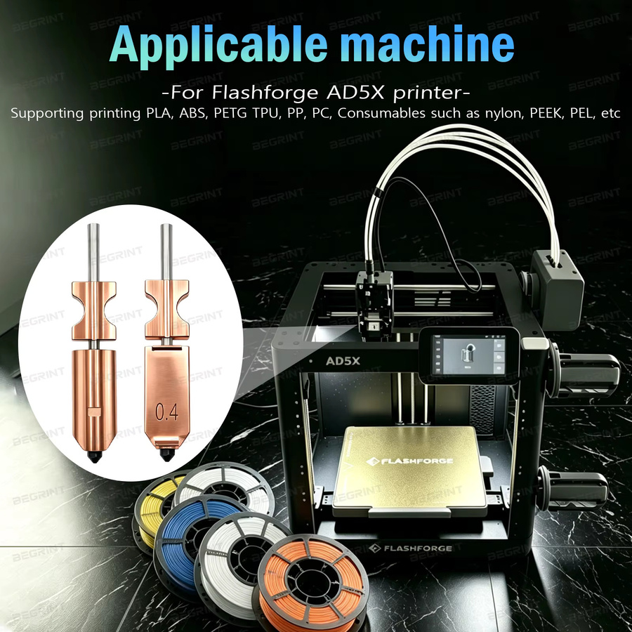Flashforge Adventurer 5X Schnellwechsel-Düsenkit aus gehärtetem Stahl mit 0,4 mm Düse, Hotend und Silikonsocke für dein 3D-Drucker Upgrade - Bild 2