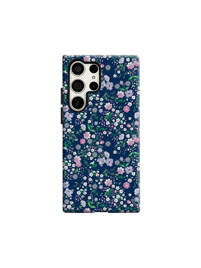Stoßfeste, doppellagige Handyhülle mit Blumenmuster für Samsung Galaxy S25 Ultra, S24 und S23 Ultra Plus in Marineblau und Mehrfarbig - Bild 3