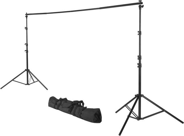 Hama Foto-Hintergrundsystem Schwarz, ausziehbar von 158 bis 295 cm für Studio und unterwegs - Bild 1