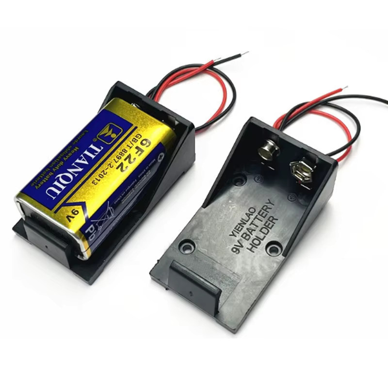 JCD 9V Batteriehalter mit DC 5,5 x 2,1 mm Stecker, Ein/Aus-Schalter und Bleiabdeckung in Schwarz - Bild 4