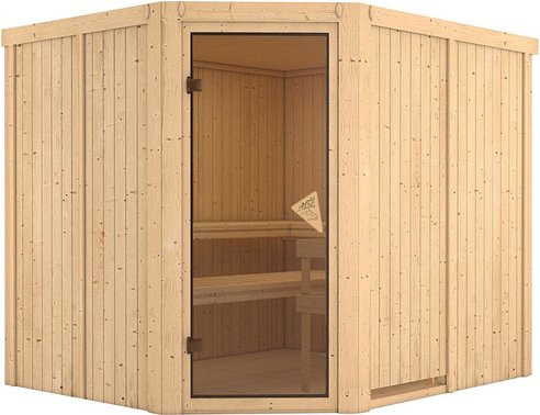 Karibu Sauna Haaspsalu für 4 Personen aus Fichte in Braun - Bild 1