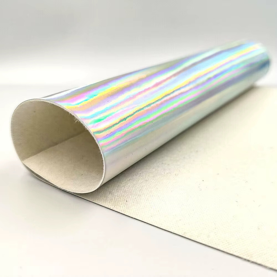 Findohope Hologramm PU Leder Stoff in Regenbogenfarben für Bastelarbeiten und DIY, B: 20 cm, L: 120 cm - Bild 5