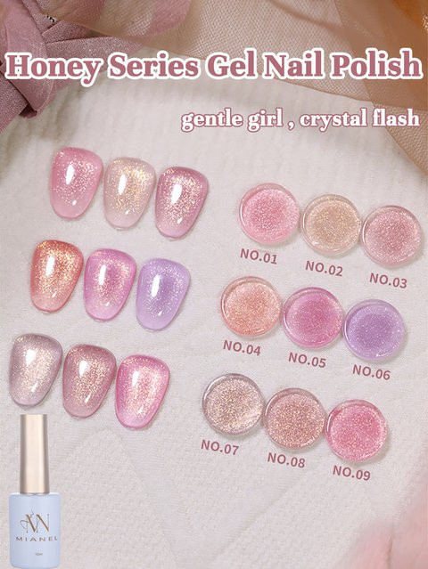 MIANEL Beauty Honey Gel-Nagellack, Rosa, Jelly Glitter, 12 ml - Bild 1