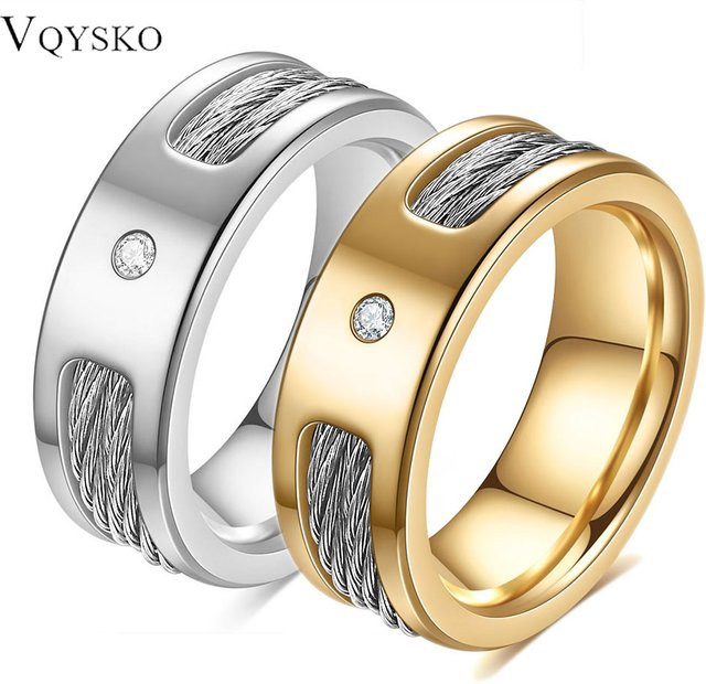 VQYSKO Ring Edelstahl, Zirkon, Unisex - Bild 1
