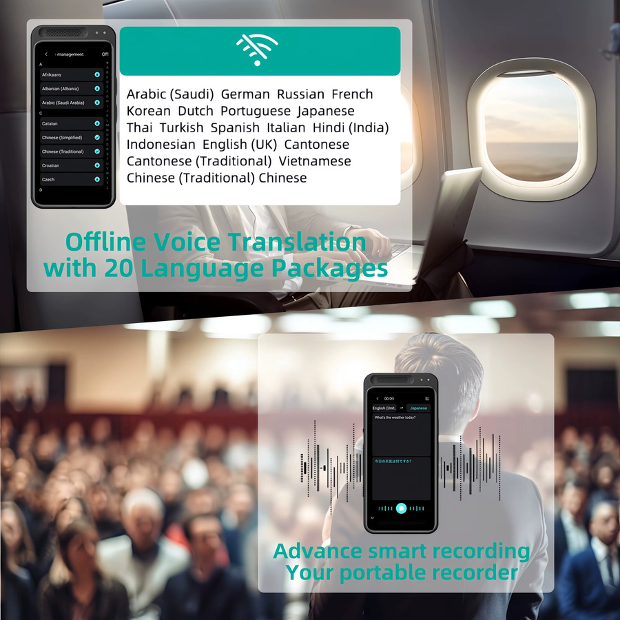 Bytelike KI Sprachübersetzer in Schwarz mit Echtzeitübersetzung für 139 Sprachen, Offline-Funktion, Fotoübersetzung und WiFi-Unterstützung - Bild 5
