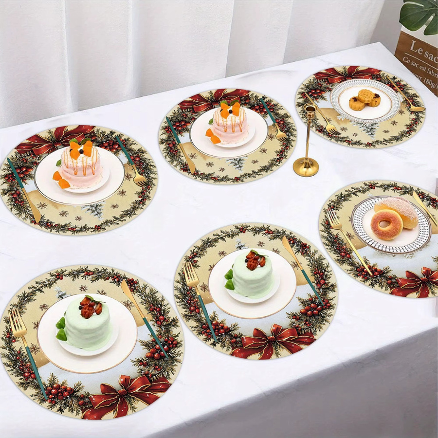 VIKAMA 6er Set Weihnachts Tischdekoration mit Tannenzapfen, roten Beeren, Schleifen und Schneeflocken in Rot und Multicolour - Bild 3