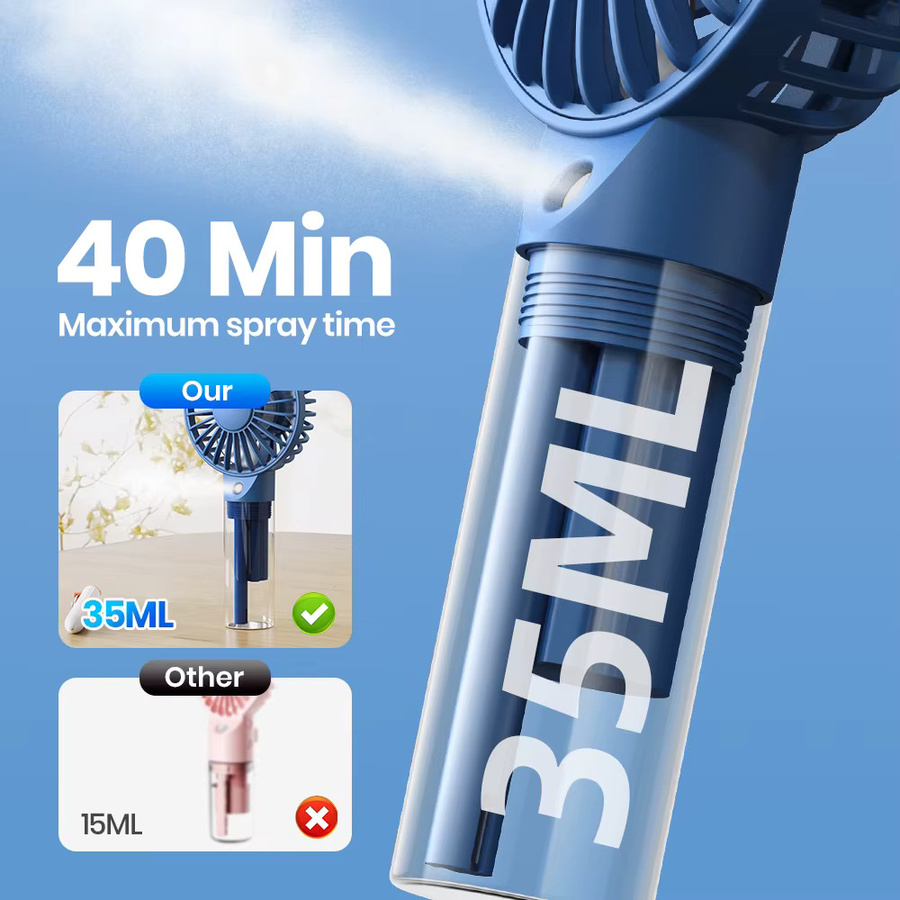 TOPK tragbarer Mini-Ventilator mit Wassernebel und Befeuchtungsfunktion, 2000 mAh, Blau - Bild 3