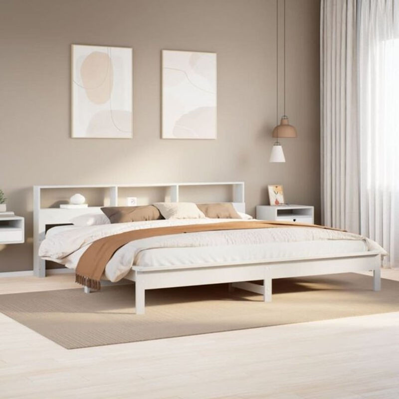 Massivholzbett Vidaxl aus Kiefer in Weiß im Landhausstil B/T: 200 x 200 cm - Bild 1