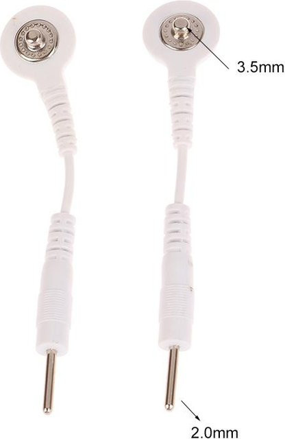 Nores Elektrodenkabel Pin-zu-Druckknopf Adapterkabel Set, 2 Stück, Grau/Weiß, 2 mm auf 3,5 mm Klinke - Bild 1