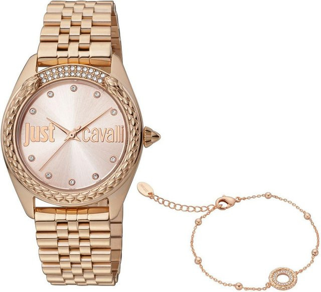 Just Cavalli Damenuhr, Quarz, Edelstahl, Rosegold, Diamantbesetzt, 34 mm - Bild 1