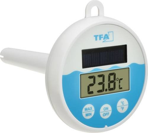 TFA Dostmann Digitales Solar-Poolthermometer zur Temperaturmessung in Weiß und Türkis - Bild 1