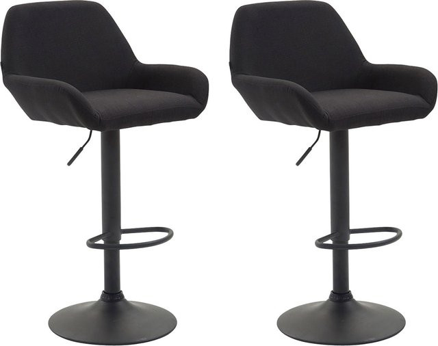 CLP 2er Set Barhocker Braga in Schwarz mit Stoffbezug und Metallgestell - Bild 1