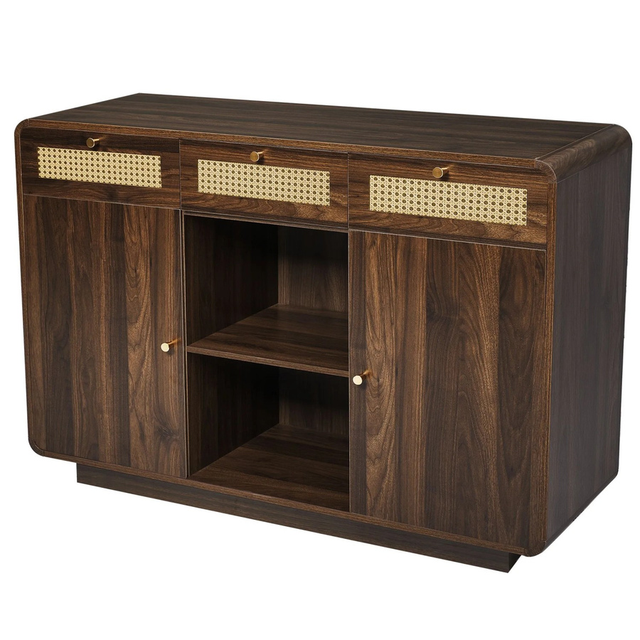Merax Sideboard Modern Rattan in Nussbaum Braun B: 120 cm, T: 40 cm, H: 85 cm - Bild 2