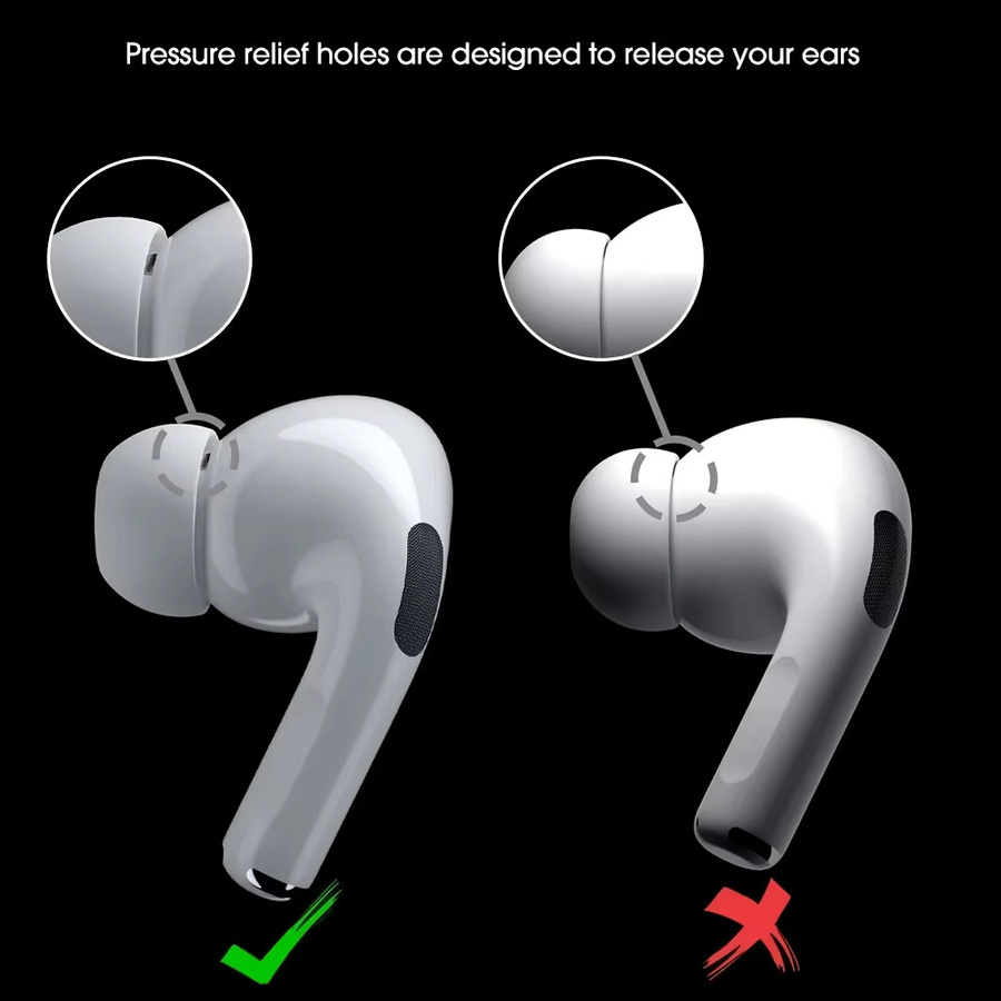 4 Paar weiche Silikon-Ohrstöpsel in Weiß für Apple AirPods Pro 1 und 2 mit sicheren Haken und Ladeöffnung - Bild 2