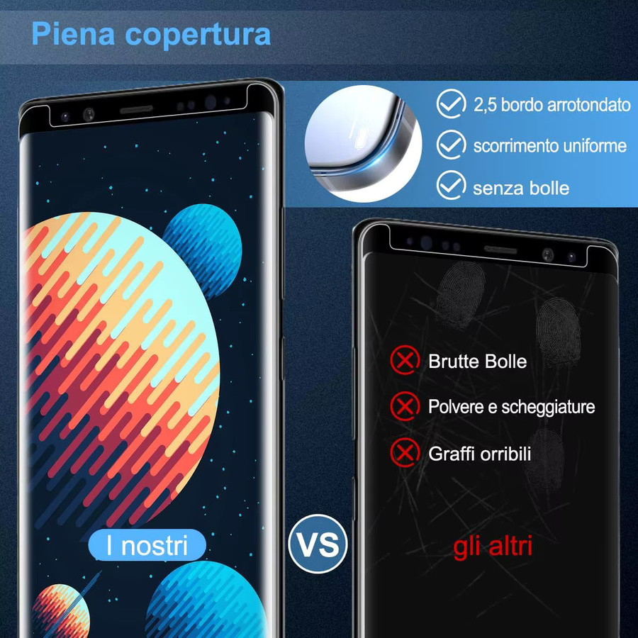 Displayschutzfolie aus gehärtetem Glas für Samsung Galaxy Note8 und Note9, transparent - Bild 5
