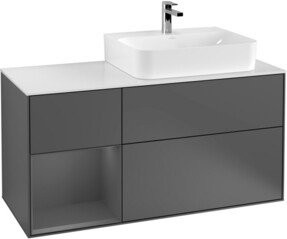 V&B Finion Waschtischunterschrank mit Abdeckplatte und Regalfach links, Farbe Anthrazit matt, Breite: 120 cm, Tiefe: 50,1 cm, Höhe: 50,1 cm - Bild 1