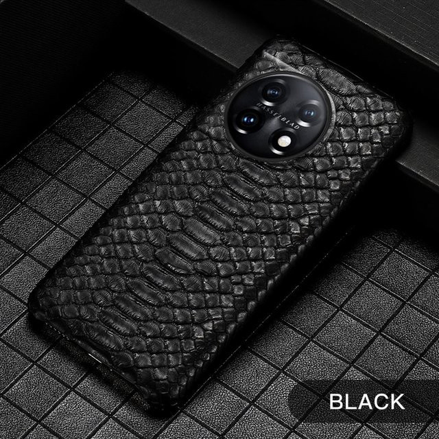 LANGSIDI Echte Leder Handyhülle für OnePlus 12, 13 und 15, stoßfeste Rüstungsschale in Schwarz - Bild 1