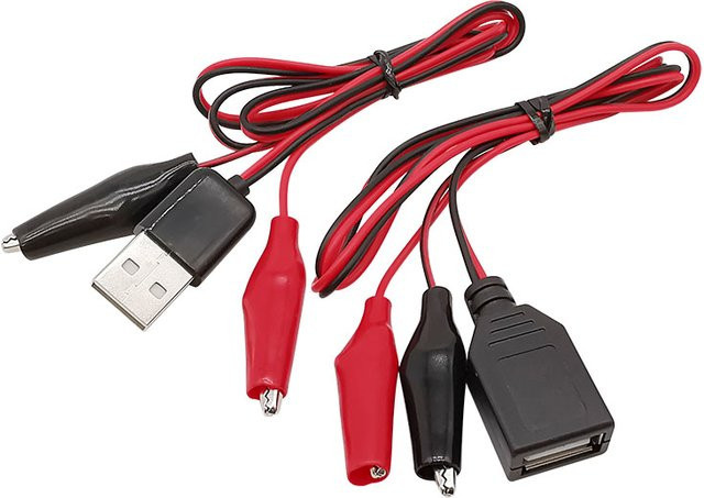 LOCHEUK USB-A Testkabel mit Krokodilklemmen in Rot, Länge: 50 cm - Bild 1