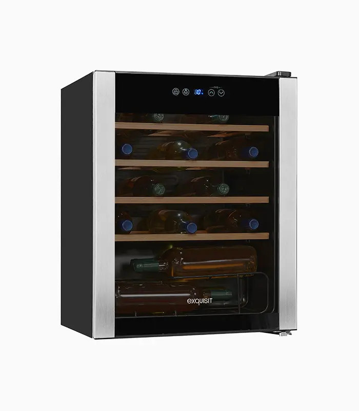 Exquisit Weinkühler WS1-24-GTE-030G schwarz mit Glastür und LED-Innenbeleuchtung, B/T/H: 44,0 x 40,0 x 66,0 cm - Bild 2