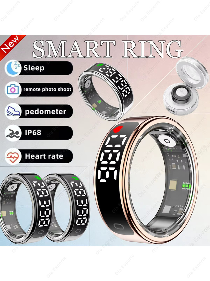 Ola Esporte Smartring in Schwarz mit Display und Touchscreen zur Herzfrequenz-, Blutsauerstoff- und Schlafüberwachung sowie Schrittzähler, wasserdicht und Unisex - Bild 7
