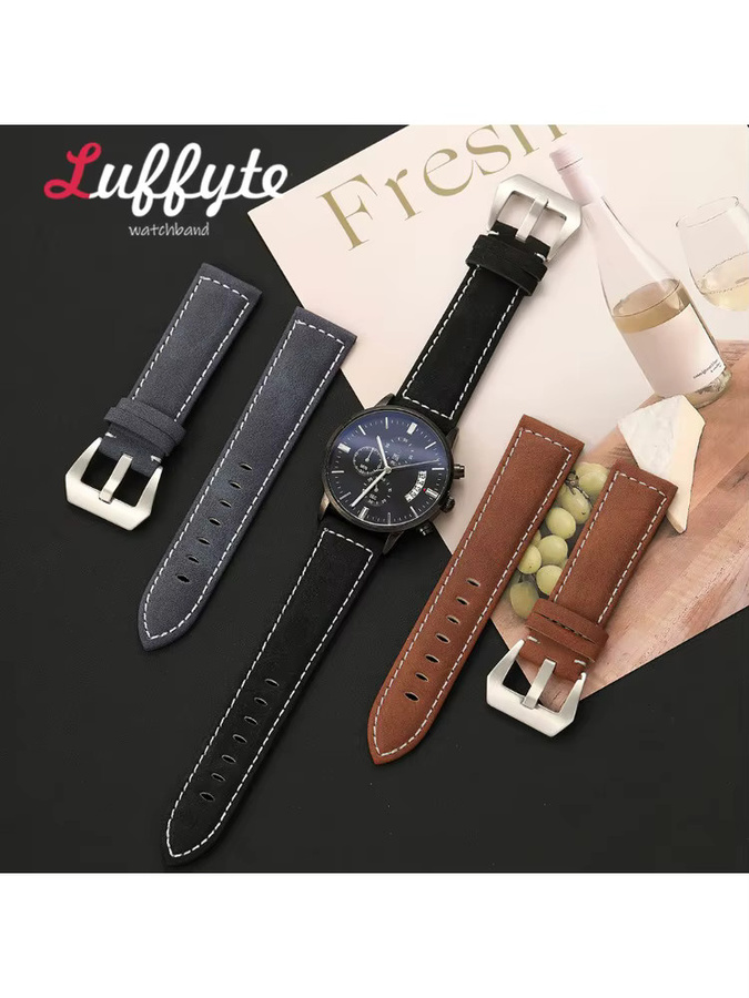 luffyte Uhrenarmband PU-Leder, Vintage, Schwarz, Herren - Bild 4