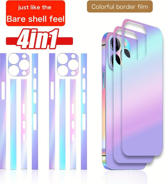 NNBILI Set aus 2 bunten Rahmen und 2 bunten Rückabdeckungen mit Leuchteffekt für iPhone 17 16 15 14 13 12 11 Pro Max in Multicolour - Bild 1