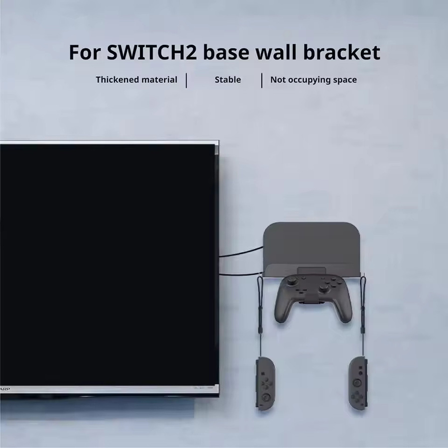 TECTINTER Wandhalterung für Nintendo Switch 2 und Switch OLED inklusive Controller-Haken und Lagerregal in Schwarz - Bild 2