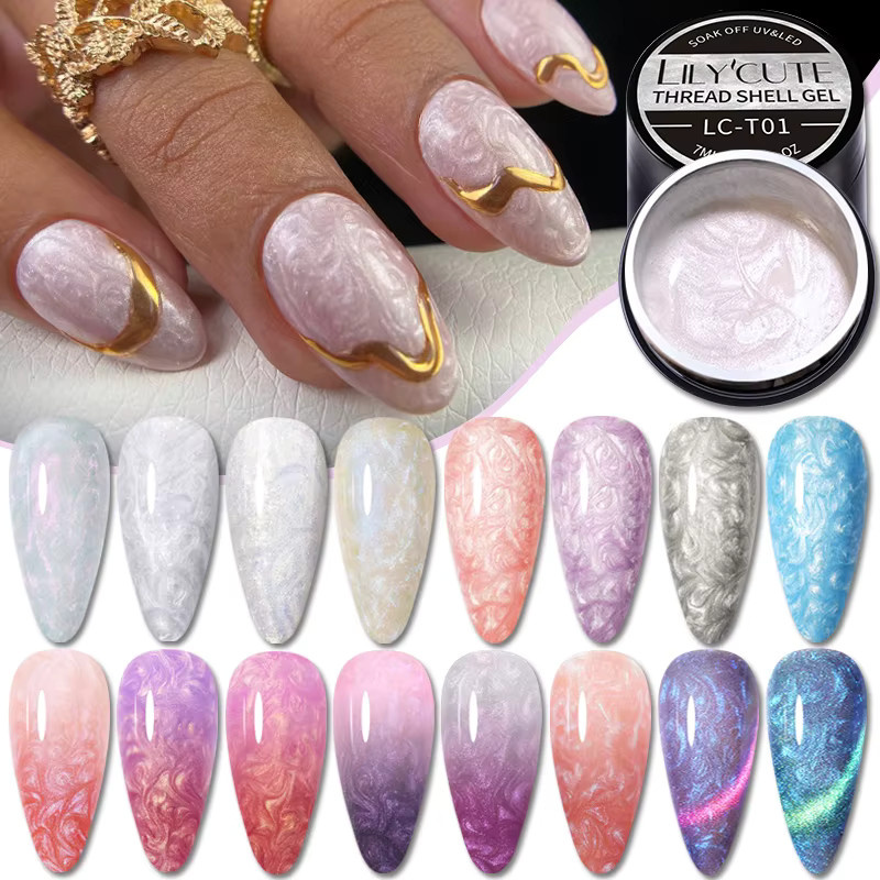 LILYCUTE Faden-Muschel-Nagelgel, 7 ml, Perlmutt-Effekt - Bild 2