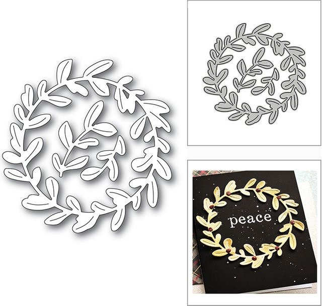 Metall Stanzform Blatt und Ring in Silber für Scrapbooking und Papierhandwerk - Bild 1