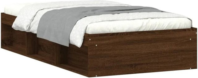 vidaXL Bettgestell aus Kiefernholz in Braun mit Eichen-Optik und Seitenfächern, B/T/H: 90 x 193 x 35 cm - Bild 1