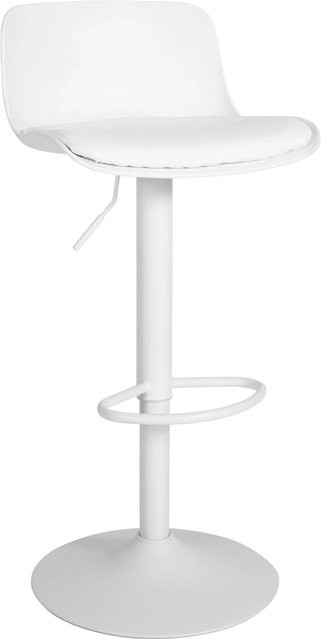 DELUKE Barhocker KUSI Höhenverstellbar Weiß Kunstleder mit Lehne und 360 Grad Drehsitz, B/T/H: 43,5 x 46 x 75-104 cm - Bild 1