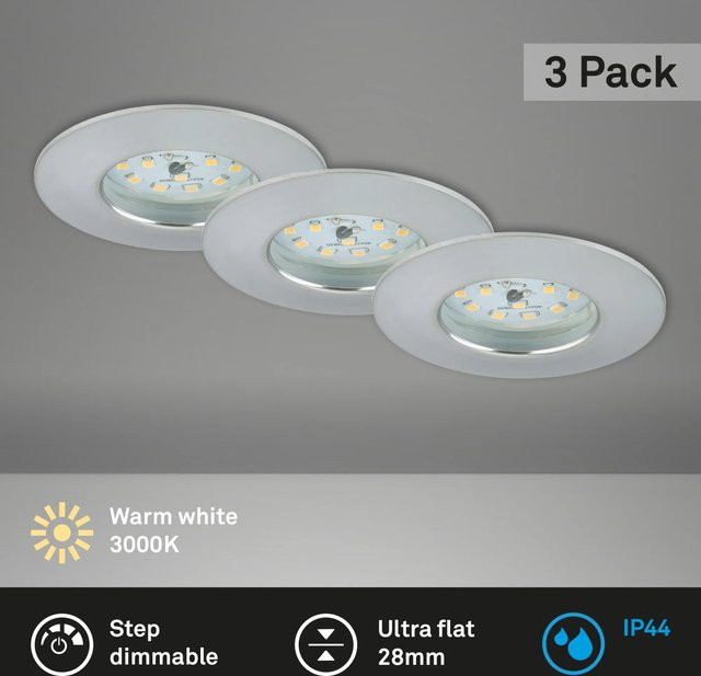 Briloner LED-Einbaustrahler Attach Dim 3er Set, Silber Aluminium, rund, dimmbar, Durchmesser: 7,5 cm - Bild 1