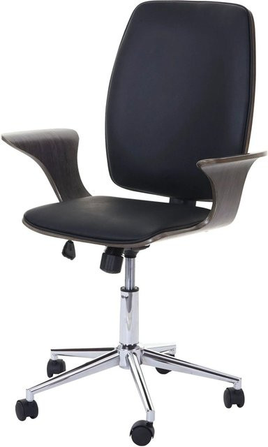 Proregal Chefsessel Bürostuhl aus Bugholz und Kunstleder in Grau und Schwarz, H x B x T: 101 x 66 x 67 cm, Sitzhöhe: 42 cm - Bild 1
