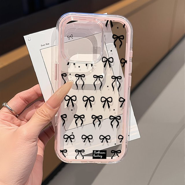Transparente Samsung Handyhülle mit pinker Schleife, stoßfeste 2-in-1 Schutzhülle für Samsung Galaxy S26 Ultra S25 S24 A57 A56 A36 A37 A16 A17 A26 A07 A06 A05 - Bild 1