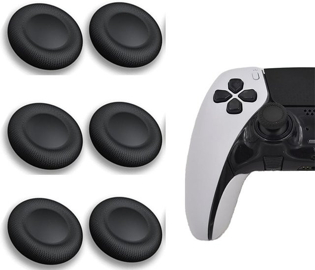 TECTINTER Joystick Ersatz Kappen für PS5 und PS4 Controller, Thumbstick Grip Abdeckung in Schwarz, Reparatur Teile für Playstation 5 Zubehör - Bild 1