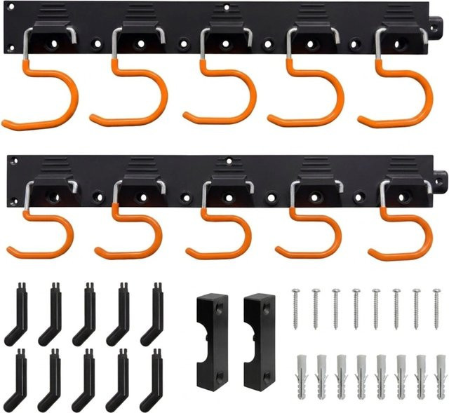 Relaxdays Gartengerätehalter aus Stahl in Schwarz mit 10 Haken und erweiterbarer Funktion - Bild 1