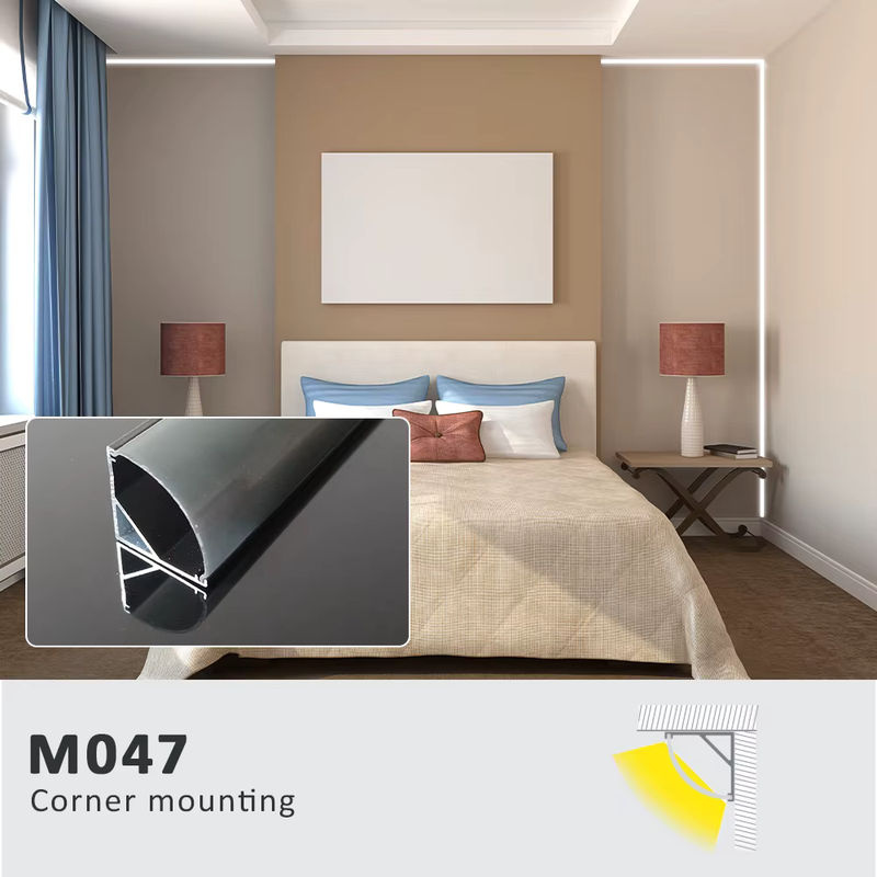 MJJC LED-Profil Aluminium-Profilkanal mit PC-Abdeckung in Silbrig-Schwarz, 50 cm Länge für lineare Beleuchtung und Möbeldekor - Bild 5