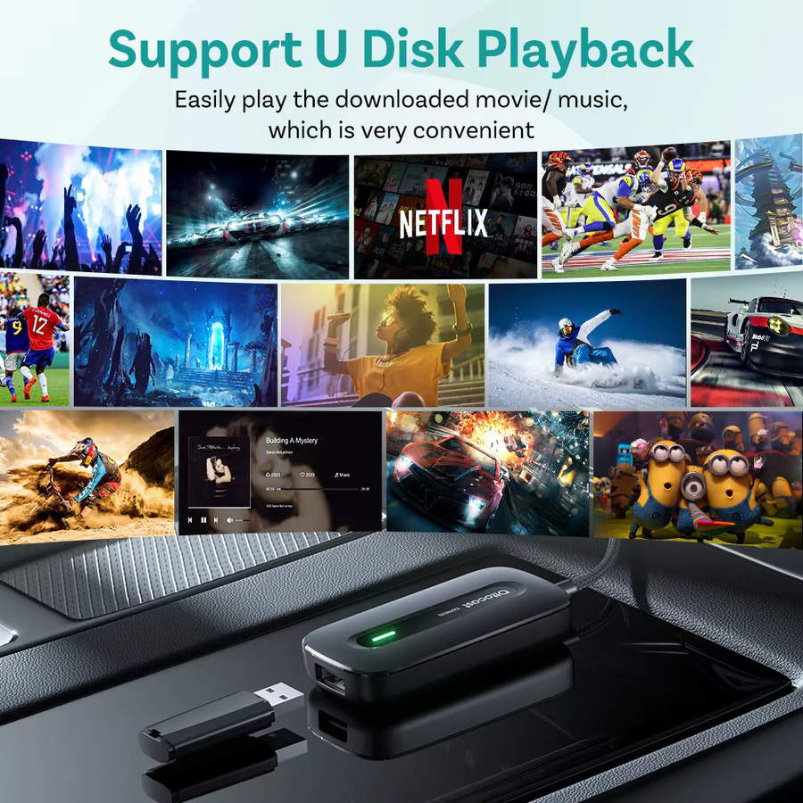 Ottocast Play2Video Pro AI Box Wireless CarPlay und Android Auto Adapter in Schwarz mit integriertem YouTube, Netflix und IPTV für dein Auto - Bild 5