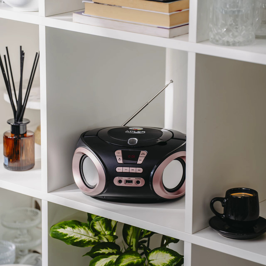 Adler Radio Boombox mit CD, MP3, USB und FM Radio in Schwarz mit Equalizer, 20 Speicherstationen und AUX Kopfhöreranschluss - Bild 4