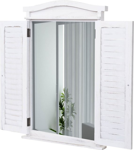 MCW Wandspiegel mit Fensterläden im Shabby-Chic-Design, Farbe: Weiß, B/H/T: 71 x 46 x 5 cm - Bild 1