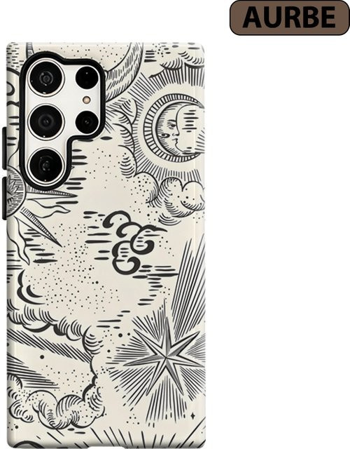 Stoßfeste Handyhülle mit Vintage-Skizze für Samsung Galaxy S26 S25 S24 S23 Ultra Plus, robuste Doppelschicht-Schutzhülle - Bild 1